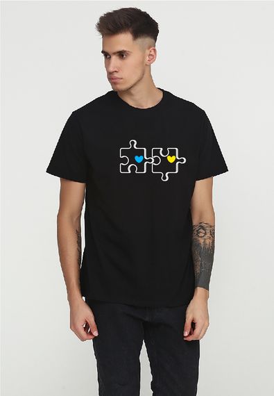 Футболка чоловіча чорна з принтом "Пазл", 2XL