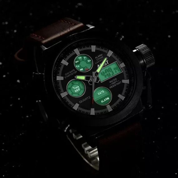 Чоловічий наручний годинник AMST Watch чорний • Стильний кварцовий годинник на руку в чорному кольорі для щоденного носіння, | Зображення 3