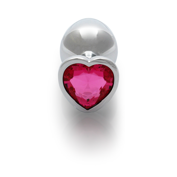 Анальна пробка - Ouch! Metal Butt Plug Medium Silver/Rubellite Pink Sex Aura | Зображення 3