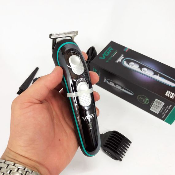 Парикмахерская машинка аккумуляторная профессиональная VGR V-055, Профессиональный триммер с насадками IQ-57 | Зображення 4