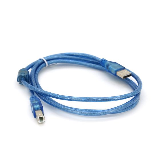 Кабель USB 2.0 AM / BM, 1.5m, 2 ферита, прозорий