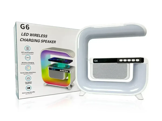 Настільний смарт-светр-нічник G-Smart G6 Лампа-нічник з годинником Bluetooth-колонкою й бездротовою зарядкою | Зображення 3