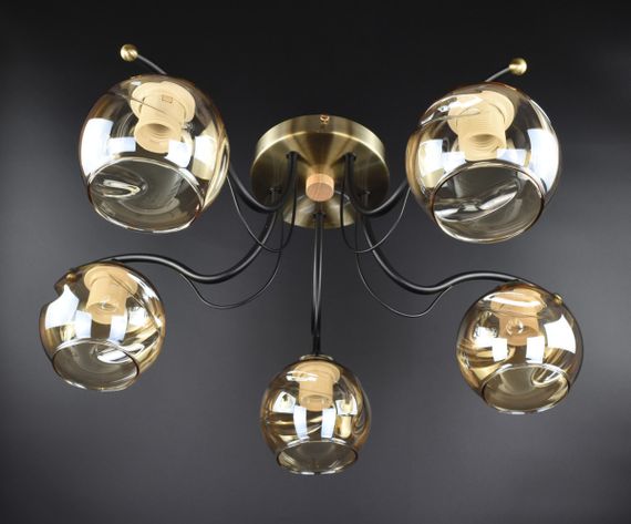 Люстра стельова на 5 лампочок 26178 Чорний 23х56х56 см. | Зображення 3