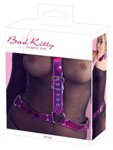 Портупея сексуальна на шию та талію One Size Bad Kitty, фуксія | Зображення 7
