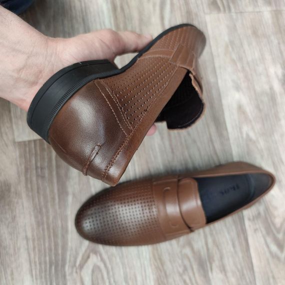 Коричневые лоферы с перфорацией 44 размер | Зображення 2
