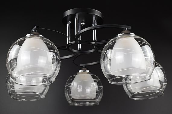 Люстра стельова на 5 лампочок 26944 Чорний 27х52х52 см. | Зображення 2