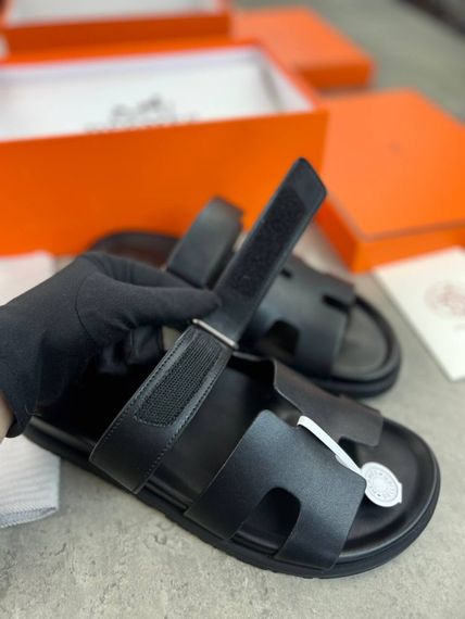 Сандалі Hermes Chypre black чорні чоловічі ob419 | Зображення 5