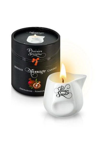 Массажная свеча Plaisirs Secrets Pomegranate (80 мл) подарочная упаковка, керамический сосуд sexstyle