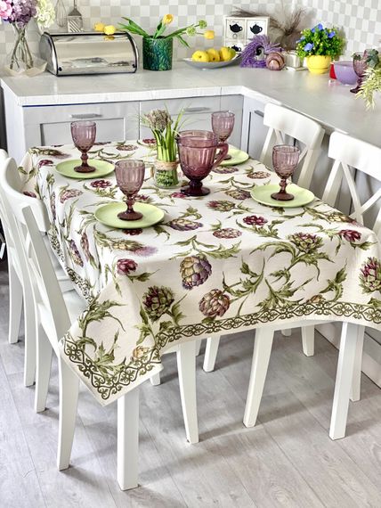Скатертина гобеленова ARTICHOKE Limaso, 137x220, Прямокутна, Квітковий, Без люрексу, 60% поліестер, 24% бавовна, 16% акрил, Гобелен | Зображення 4