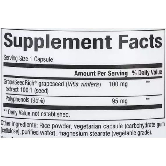 Экстракт виноградных косточек Natural Factors GrapeSeedRich Grape Seed Extract 100 mg 60 Veg Caps | Зображення 1