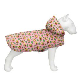 Дощовик-накидка з капюшоном для собак WAUDOG Clothes, малюнок "Авокадо на рожевому", XS, А 26-29 см, B 32-41