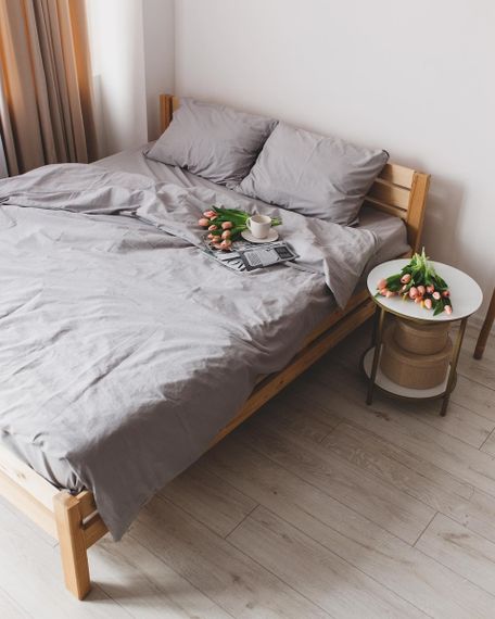 Постільна білизна двоспальне Dushka Home Варена бавовна 20501 180х215 см світло-сіра | Зображення 2