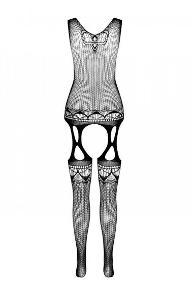 Бодістокінг з плетінням на грудях Passion BS099 One Size, white, відкритий доступ, імітація підв’язо sexstyle | Зображення 11