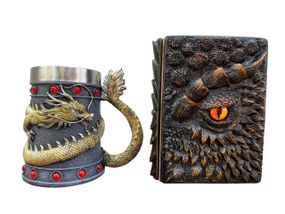 Подарунковий набір Кухоль 3D Танард Gold Rose та Блокнот 3D «Жар Серця Дракона»