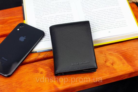 Чорний чоловічий гаманець вертикального типу з натуральної шкіри на магніті Marco Coverna MC-1286 | Зображення 5