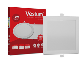 Квадратний світлодіодний врізний світильник Vestum 12W 4000K 220V  1-VS-5204