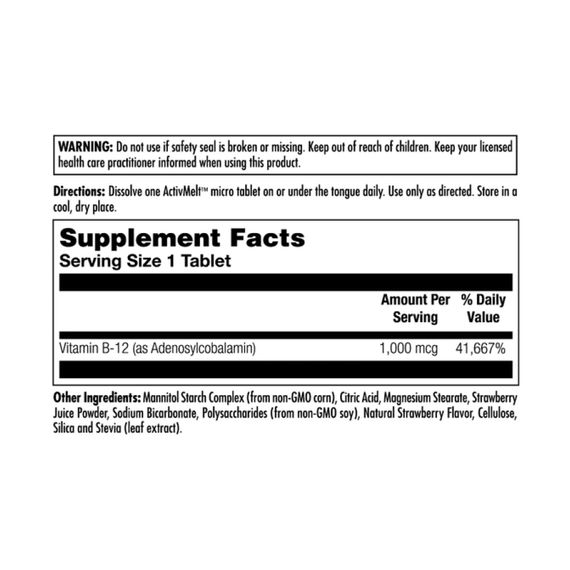 B12 Adenosylcobalamin 1000mcg - 90 tabs | Зображення 1