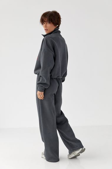 Теплий спортивний костюм із принтом - темно-сірий цвет, L/XL (є розміри) | Зображення 1