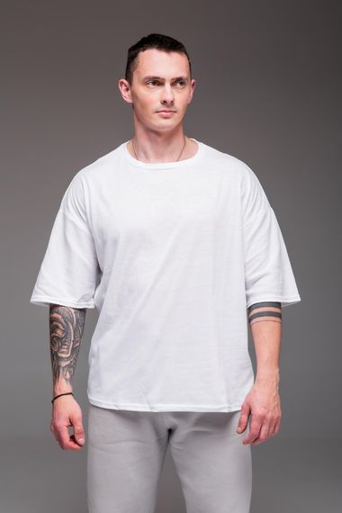 Мужская классическая футболка хлопковая больших размеров RA2242 размер XXL, цвет белый | Зображення 6