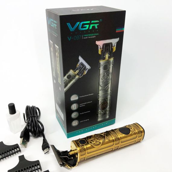 Машинка для стрижки волосся і бороди VGR V-097, Машинка для підстригання Окантувальна машинка. Колір: золотий | Зображення 7