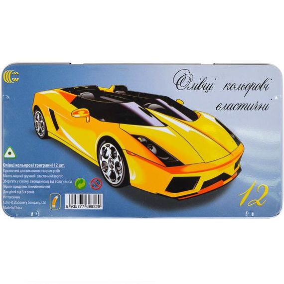 Олівець 12 кольорів CRМ555-12 Metal elastico "С"  Машинка