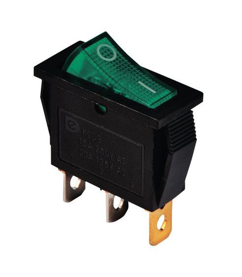 Переключатель KCD3-101N G/B 220V 1 клавиша зеленая с подсветкой Ny95500837