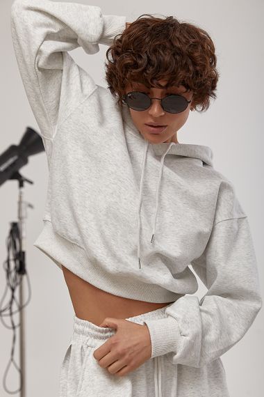 Спортивний костюм із худі та прямими штанами зі швами навиворіт - світло-сірий цвет, M (є розміри) | Зображення 2