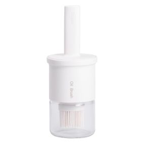 Банка для масла с кисточкой 300 мл диспенсер с кисточкой для оливкового, подсолнечного масла Белый HP-34-11W