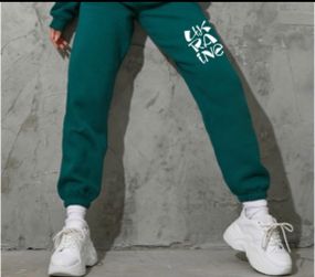 Штани спортивні жіночі ФЛОРА двонитка темно-зелені з принтом UKRAINE, роз. 44