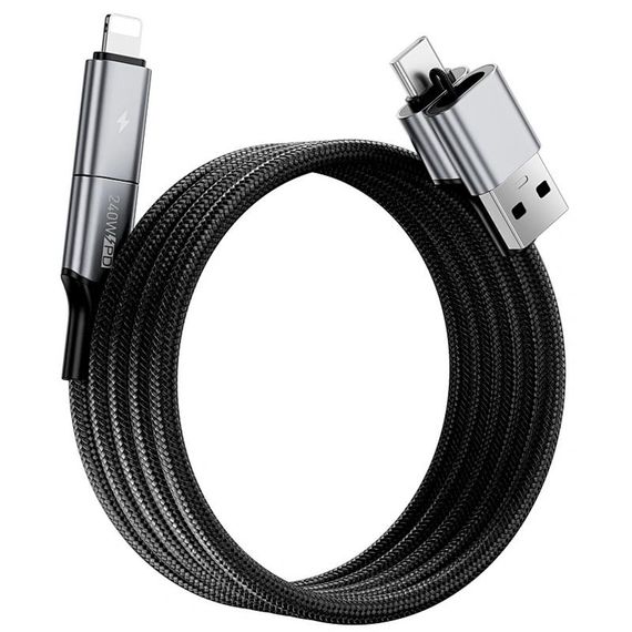Дата кабель WIWU C085 Raptor Pro 4in1 Type-C to USB/Type-C to Lightning 240W (1.2m) Black | Зображення 2