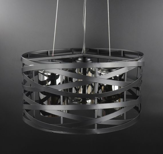 Люстра підвісна LOFT на 3 лампочки 25794 Чорний 40-90х40х40 см. | Зображення 1