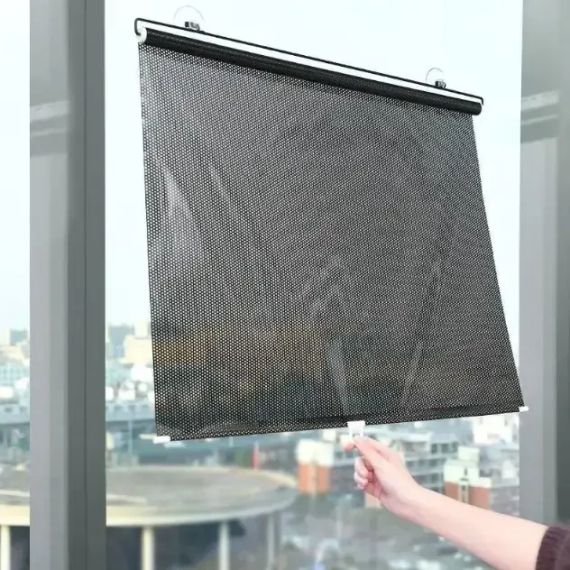 Рулонна сонцезахисна шторка на пластикові вікна 125х68см, Чорна