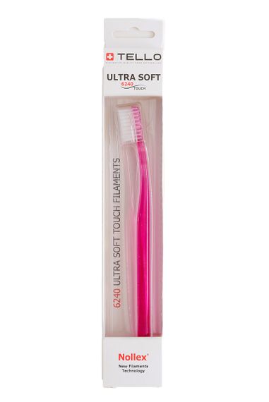 Зубна щітка Tello 6240 Ultra Soft White, d 0.10 mm, рожева