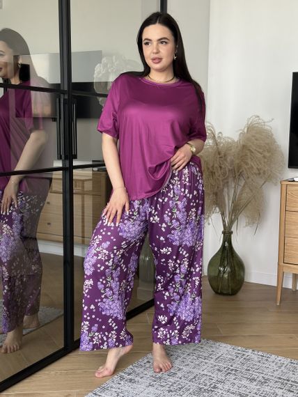 Жіноча піжама PLUS SIZE фіолетова | Зображення 2