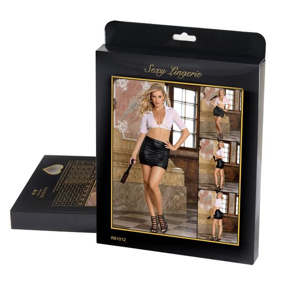 Костюм секретарки Star Night сорочка та спідниця, чорно-білий, XS-S sexstyle | Зображення 7