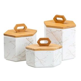 Набір банок для сипучих продуктів 3 шт 19 см *16 см* 11.5 см білий HP276