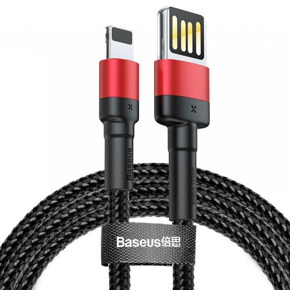 Дата кабель Baseus Cafule Lightning Cable Special Edition 2.4A (1m) (CALKLF-G) Черный / Красный | Зображення 1