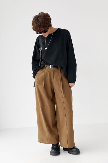 Лонгслів вільного крою з рукавами-реглан - чорний цвет, ONE SIZE (є розміри) | Зображення 2