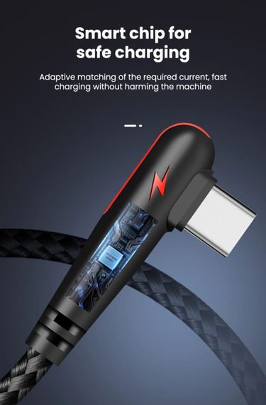 Кабель USB Type-C для быстрой зарядки Huawei Mate (1 метр), 90 градусов, берюзовый | Зображення 5