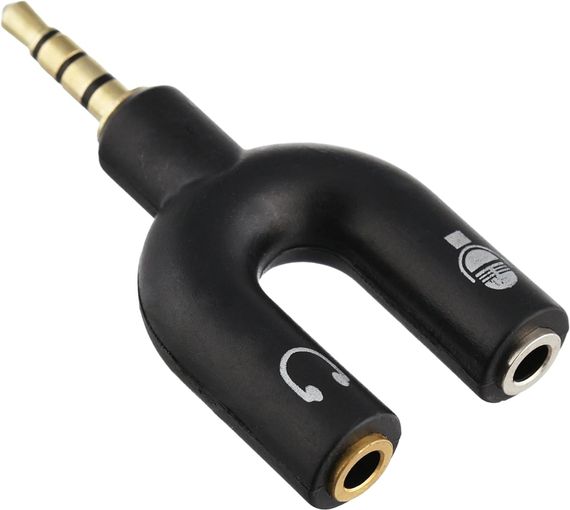 Разветвитель для наушников и микрофона Addap AJA-03, 3,5 мм Jack 3-pin на 4-pin | Аудиоадаптер, сплиттер, черный | Зображення 6