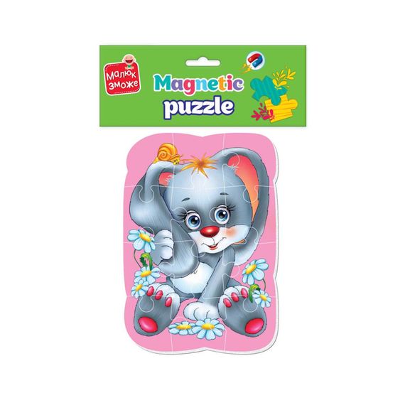 Магнітні пазли Малюк зможе "Зайчик" Vladi toys VT3301-03 А5, Укр | Зображення 1