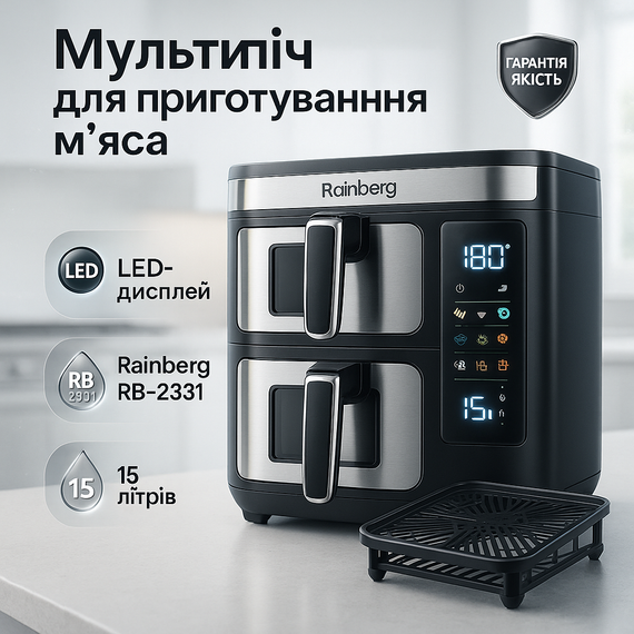 Аерогриль для фрі Rainberg RB-2331 4800Вт 15л, Аерогриль для випічки 3 в 1 TB-20