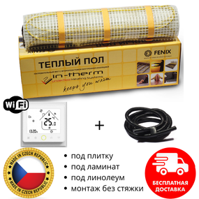 Тепла підлога комплект терморегулятор з Wi-Fi + нагрівальний мат in-therm ECO 4,8 м2 (760 Вт)