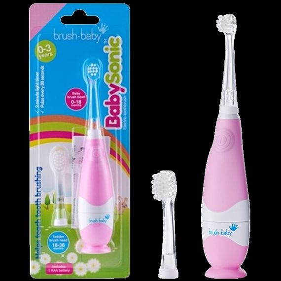 Дитяча електрична зубна щітка Brush-Baby BabySonic (від 0 до 3 років) Рожева (BB BabySonic P) | Зображення 1