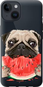 Чехол на iPhone 14 Мопс и арбуз "4665u-2648-17620"