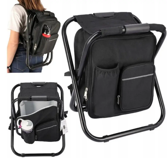 Стілець-рюкзак із термосумкою для риболовлі та походів 3 в 1, крісло-термосумка-рюкзак, чорний, зелений, синій | Зображення 2