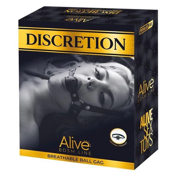 Регулируемый кляп с перфорированным шариком Alive Discretion черный sexstyle | Зображення 3