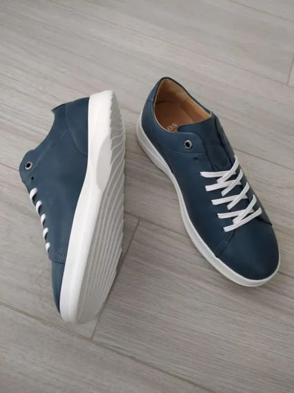 Кожаные кеды синего цвета 40 размер! Легкие кеды благодаря ЭВА подошве | Зображення 4