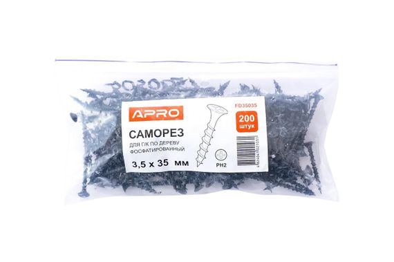 Саморез по дереву Apro - 3,5 x 35 мм (200 шт.) (FD35035) | Зображення 1
