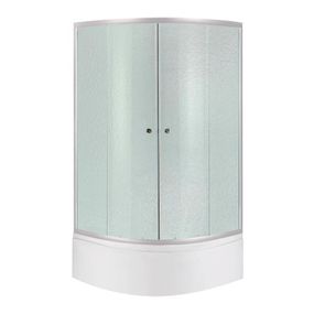Lidz Latwa SC90x90.SAT.HIGH.FR Душова кабіна напівкругла, скло Frost 4 мм + Lidz Душовий піддон KAPIELKA ST90x90x41, з панеллю